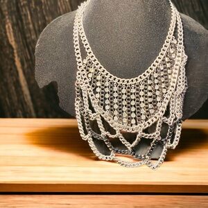 Swarovski Crystal Silver Collar Necklace Statement Pendant matching earrings